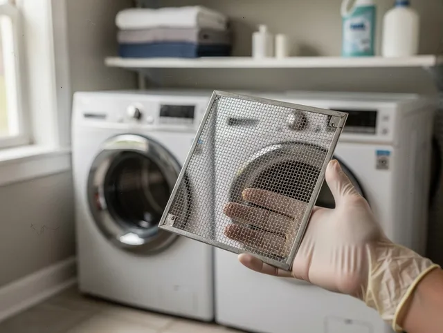 East Rancho Dominguez Dryer Vent Cleaning specialist performing detailed lint trap cleaning service in East Rancho Dominguez