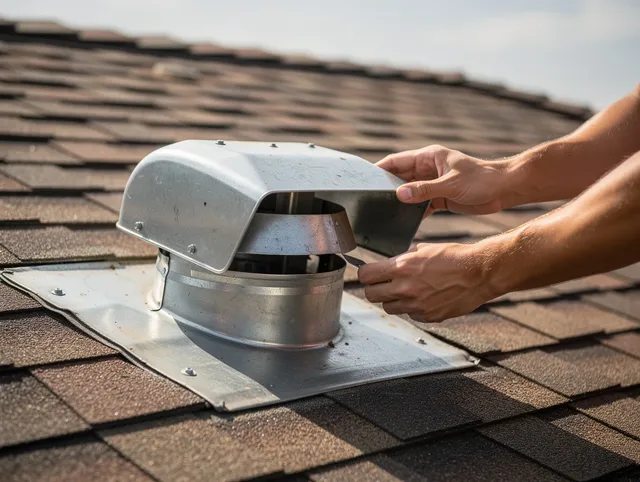 East Rancho Dominguez Dryer Vent Cleaning certified technician safely cleaning a roof-mounted dryer vent in East Rancho Dominguez